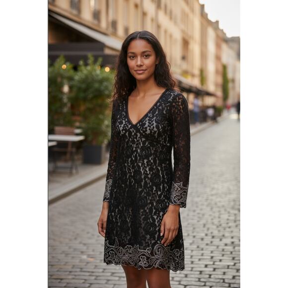 Free People Vintage Black Goth Lace Dress - Picture 1 of 7